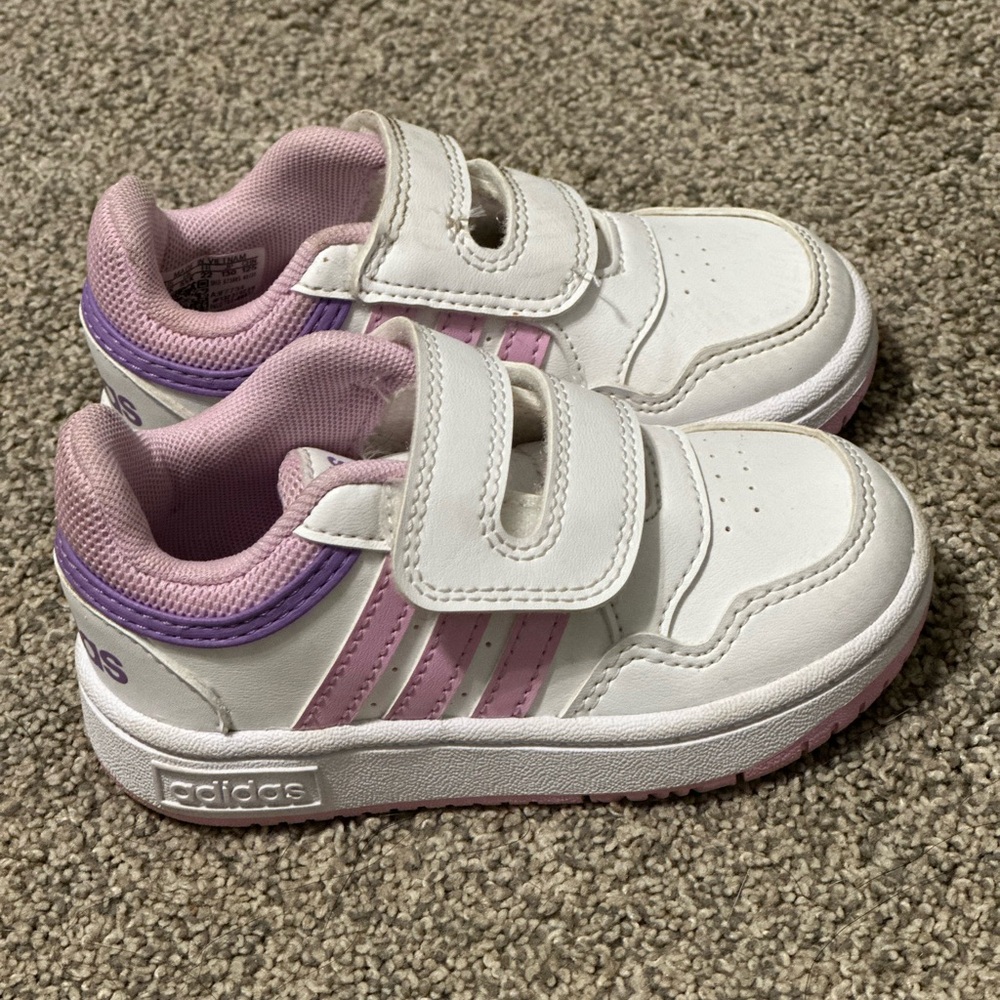 Adidas Kids White and Purple Sneakers